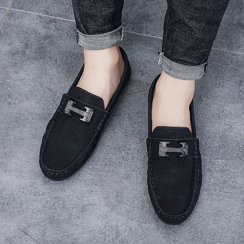 Men's Letter Decor Moccasin Loafer Shoes Non-slip Slip On Spring Summer