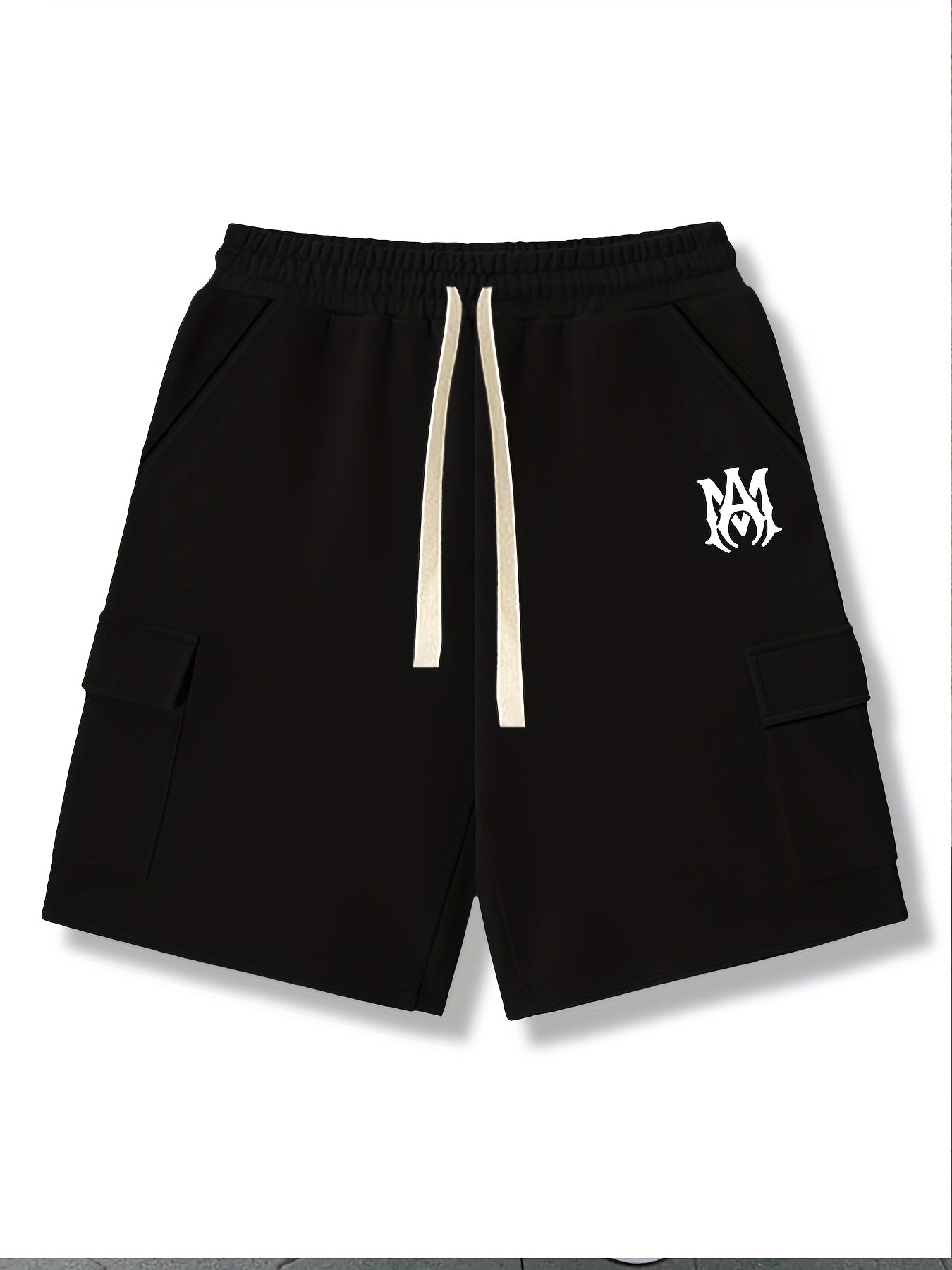 Men's Solid Comfy Cargo Shorts Summer Elastic Waist Drawstring