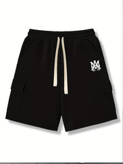 Men's Solid Comfy Cargo Shorts Summer Elastic Waist Drawstring