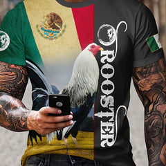 ROOSTER Print Men's Short Sleeve T-shirt Stylish Tees For Summer