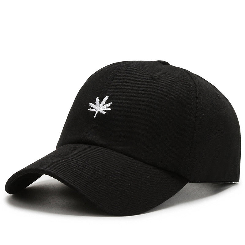 Stylish Leaf Embroidered Curved Brim Baseball Cap Men Women