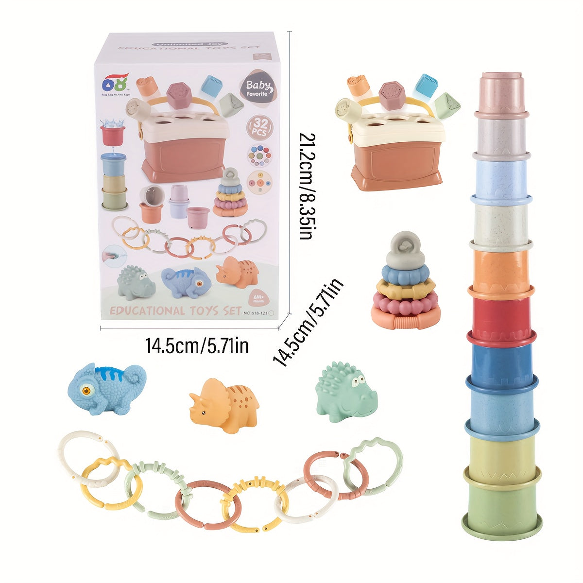 5in1 Stacked Toys Set for Babies - Shape Sorters Baby Toys