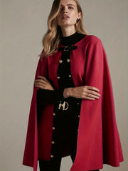 Cape Sleeve Belted Blazer Mock Neck Cloak