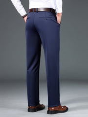 Men's Stretchy Dress Trousers Formal Solid Middle Business Wedding Party