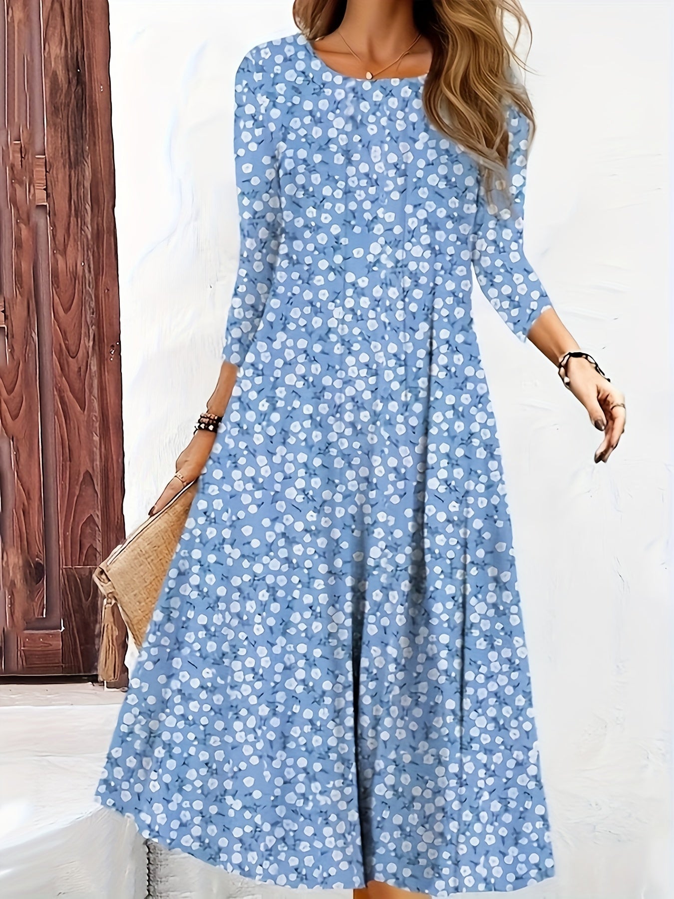 Floral Print Long Sleeve Maxi Dress