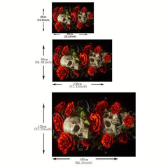 Rose Skeleton Print Carpet for Bedroom Living Room