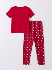 Ballet Girl Print 2pcs Pajamas Set Polka Dots Loungewear Comfy PJ Girl's Clothes