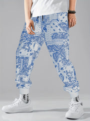 Paisley Pattern Print Drawstring Sweatpants Loose Fit Pants Men's Casual Joggers