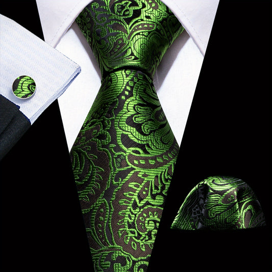 Barry Wang Men's Silk Floral Jacquard Tie Set