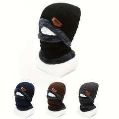 Men's Knit Beanie & Scarf Set - Warm Winter Ear Protection Hat