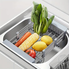 1pc Retractable Drain Rack Kitchen Rack Convenient Storage Rack