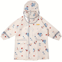 Kid's Graphic Raincoat Boys And Girls Baby Poncho With Detachable Hat Brim