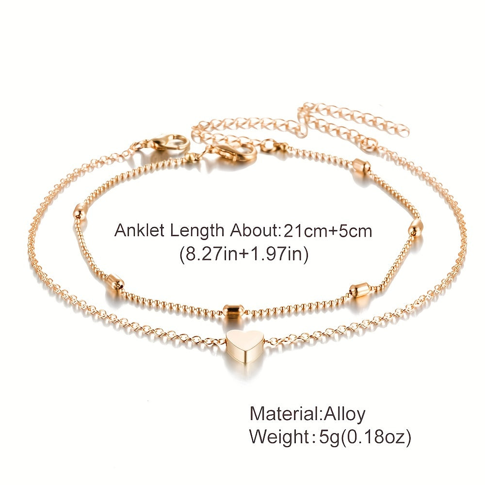 2 Pcs Dainty Anklet Set Beach Foot Jewelry Summer Accessories