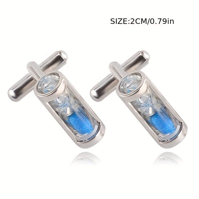 Time Hourglass Crystal Cufflinks for Men