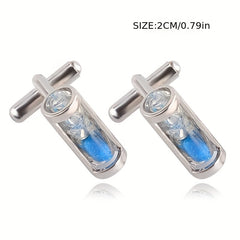 Time Hourglass Crystal Cufflinks for Men