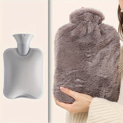 Warm Water Bag with Plush Cover for Cold Weather, Hand Warmer