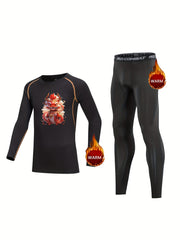 2pcs Kids Compression Fleece Sets Dragon Pattern