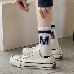 10 Pairs Unisex Striped Mid Calf Socks for Teens