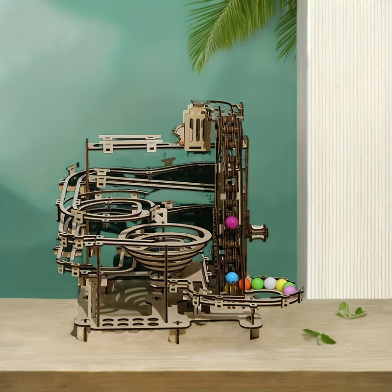 DIY 3D Jigsaw Puzzle Wooden Bead Roller Coaster Gift