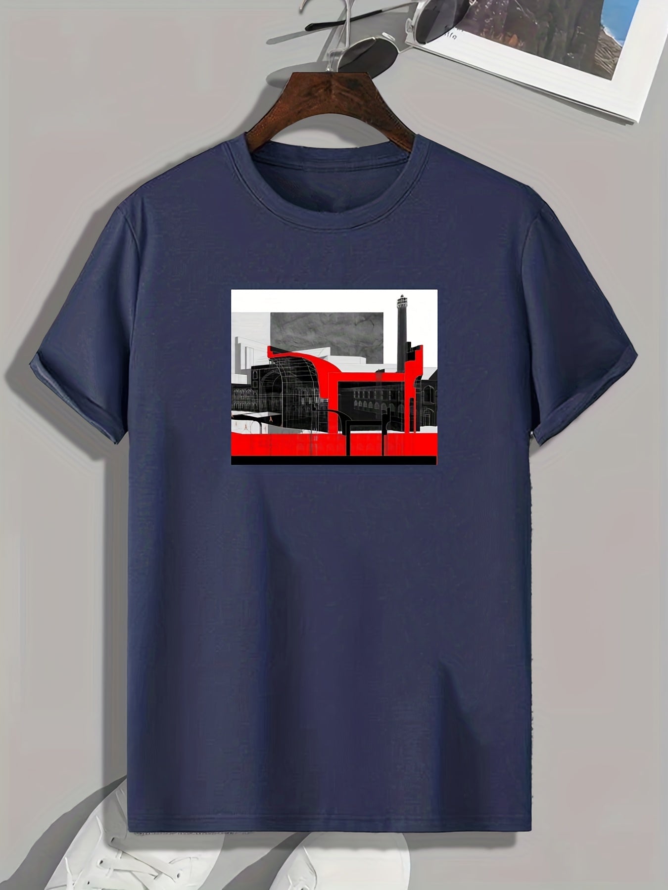 Modern Architecture Print Men's Comfy T shirt for Outdoor Summer