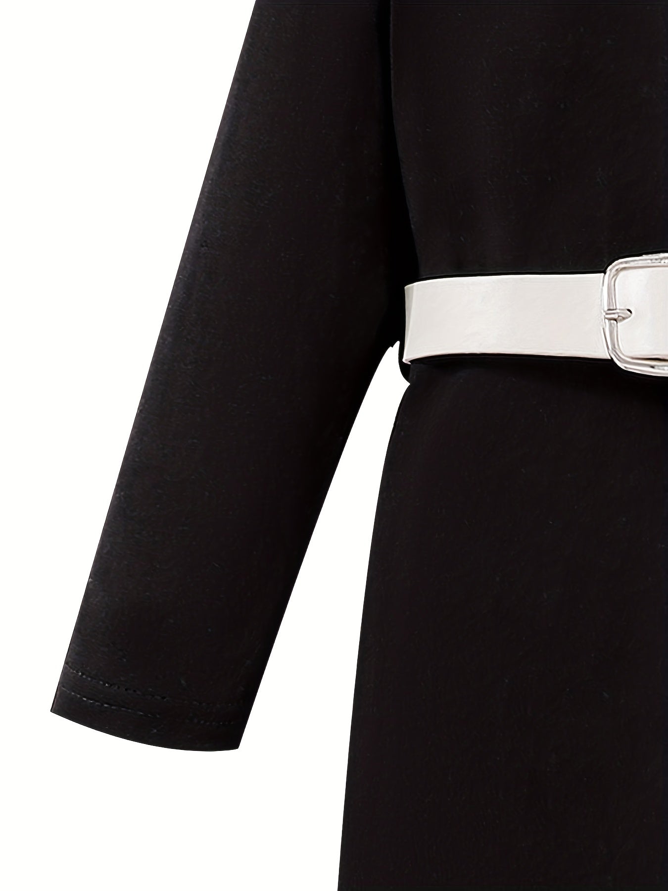 Girls' Colorblock Long Sleeve T Shirt Dress With Waistbag