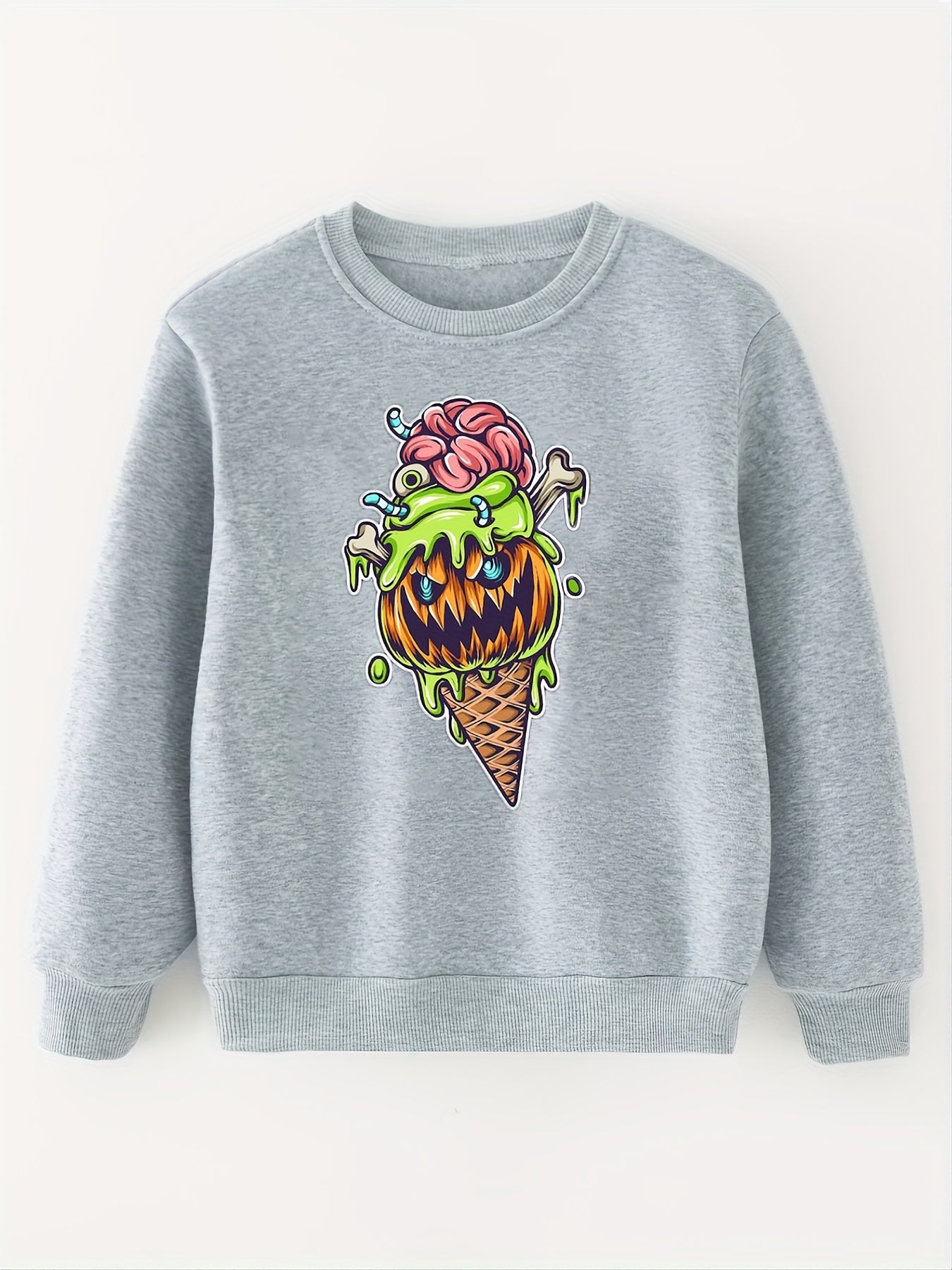 Halloween Bear Graphic Girls Sweatshirt Casual Comfort Fit Kids Pullover