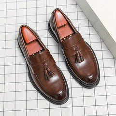 Men's Vintage Tassel Slip On Dress Shoes - Smart Casual Walking Shoes