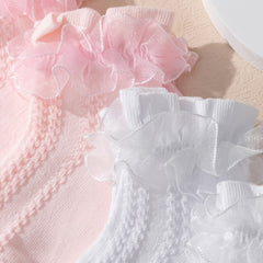 4 Pairs Knee High Socks Mesh Lace Mid-tube Dance Socks Girls Kids