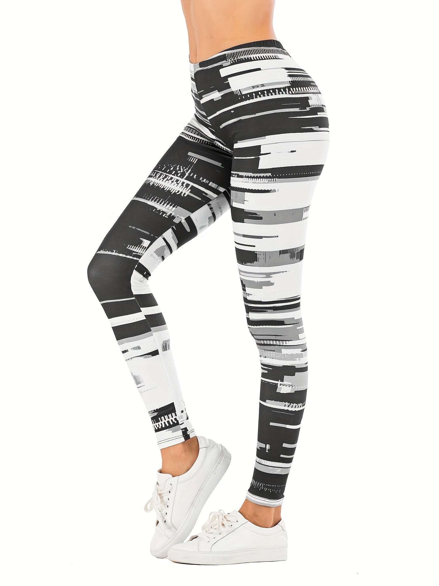 Striped Print Leggings Casual Leggings For All Seasons Women's Clothing