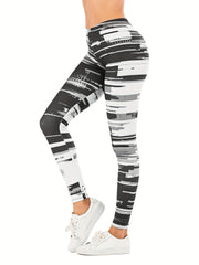 Striped Print Leggings Casual Leggings For All Seasons Women's Clothing