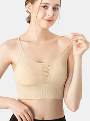 Criss Cross Back Sports Bra Comfy & Breathable Yoga Wireless Bra