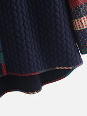 Ethnic Print Ribbed Coat Women's Outerwear