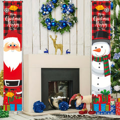 Christmas Door Banner Decorations Santa Claus Snowman Outdoor Hanging Decor