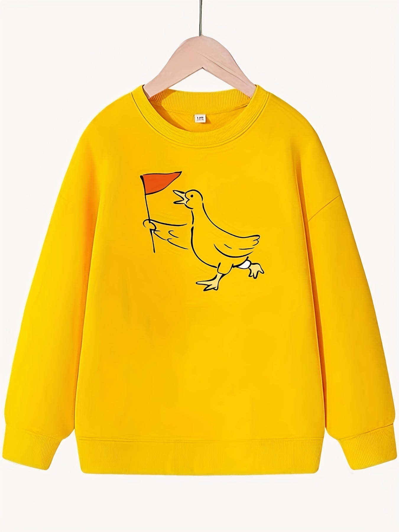 Smart Duck Leader Pattern Round Neck Sweatshirt For Girls