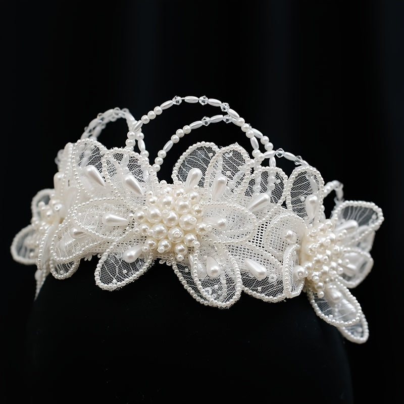 Bridal Forest Style Lace Crown Headpiece Hairband Wedding Veil Accessory
