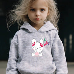 Kid's Singing Bunny Print Hoodie & Pants Set Girl's Sporty Clothes