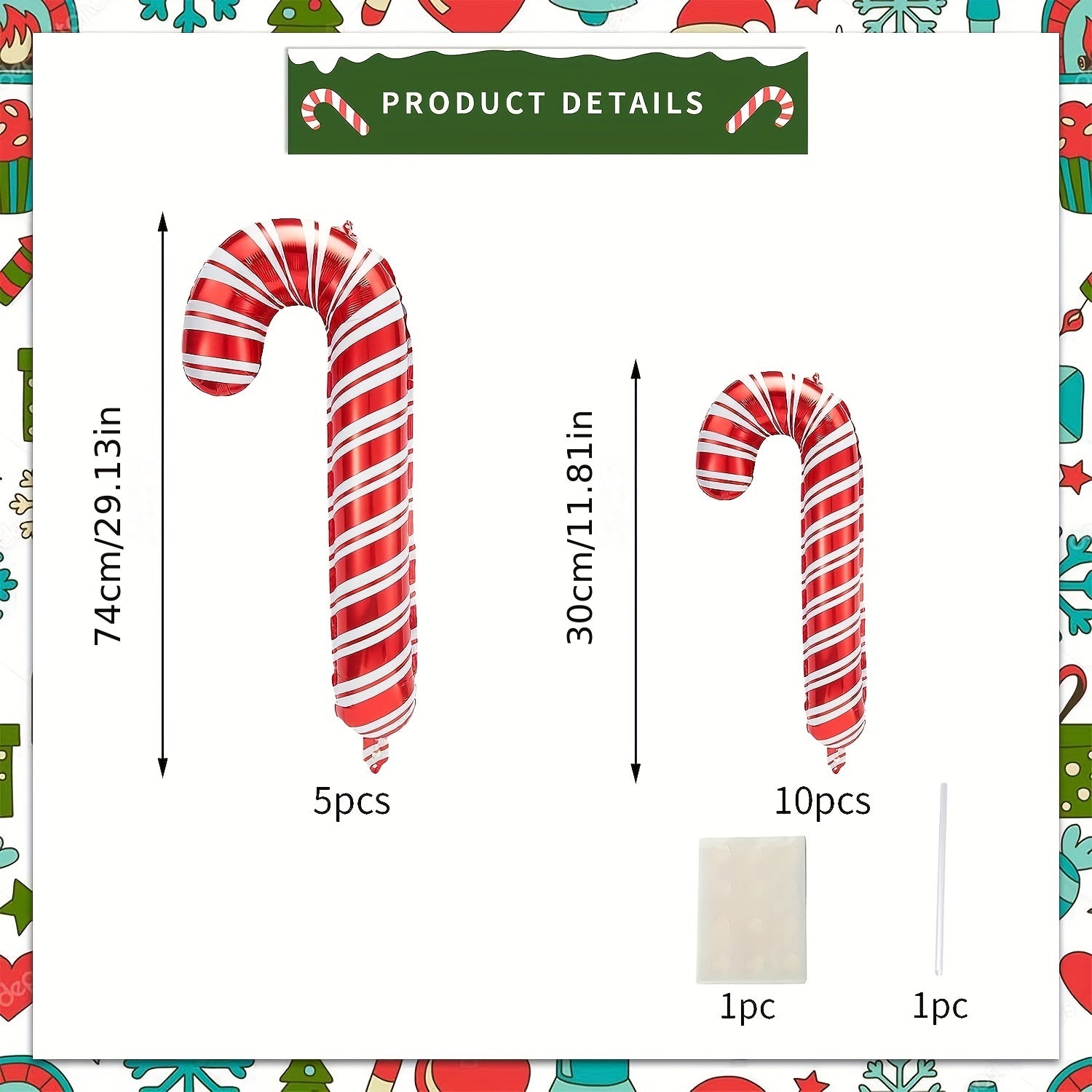 Christmas Candy Windmill Cane Balloon Set