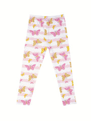 Girls Butterfly Fleece Warm Leggings Footless Tights Pants Kids Clothes