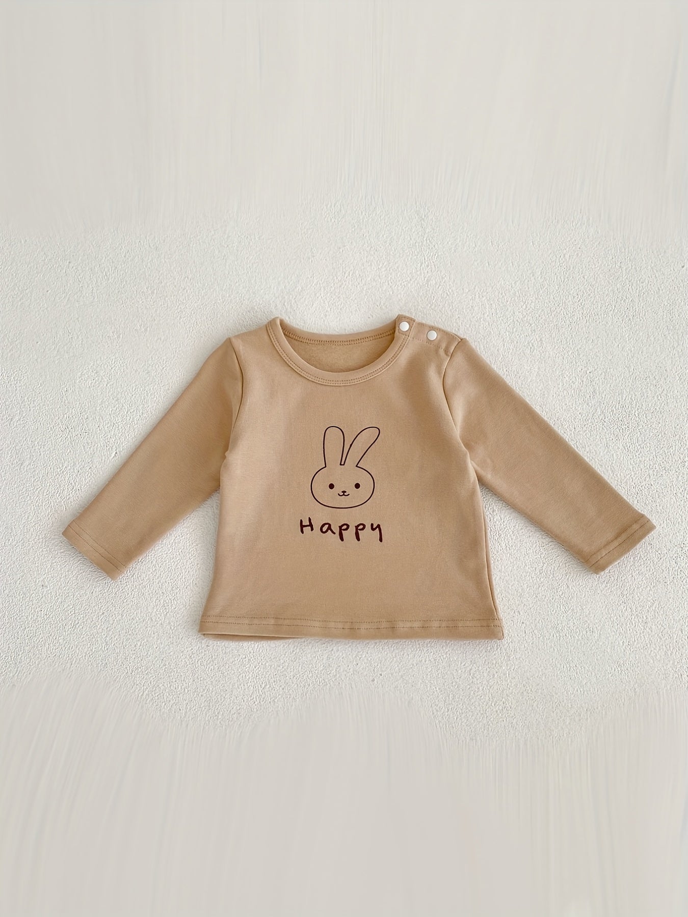 Autumn Baby Happy Year Bunny Print T-shirt Pullover Top