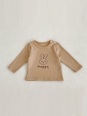 Autumn Baby Happy Year Bunny Print T-shirt Pullover Top