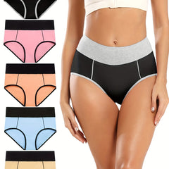 Women's Plus Size Panties Set High Waisted Double Layered Briefs Five Piece Set