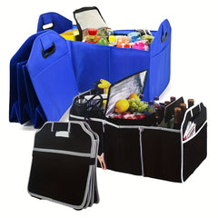 Car Trunk Folding Storage Bag 3 Compartment Portable Travel Accessory