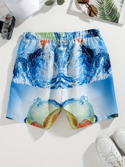 Men's Lemon Graphic Beach Board Shorts Elastic Waist Swim Trunks