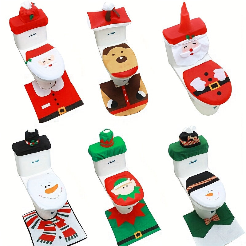 Christmas Toilet Cover Old Man Snowman Toilet Cover Floor Mat