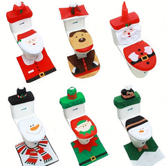 Christmas Toilet Cover Old Man Snowman Toilet Cover Floor Mat