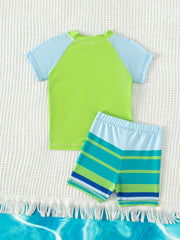 Kids Sunscreen Swimsuit Set Quick Drying Cartoon Graphic Swimwear