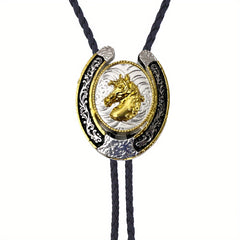 Men's Retro Tie Horse Pattern Buckle Adjustable Neckties