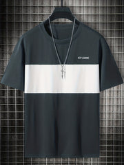 Men's Block Short Sleeve T shirt Casual Comfy Tees For Summer Mens Clothing