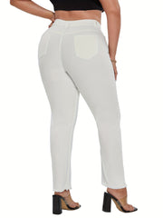 High Rise Fringe Trim Jeans