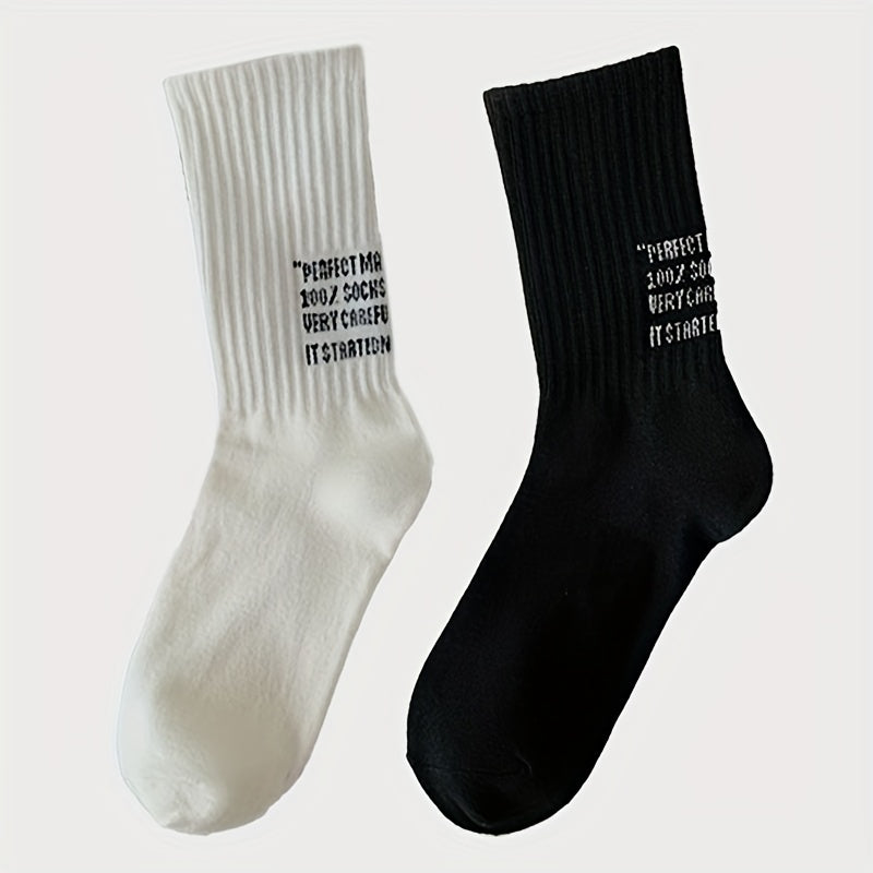 4 Pairs Letter Print Socks Breathable Mid Tube Women's Stockings